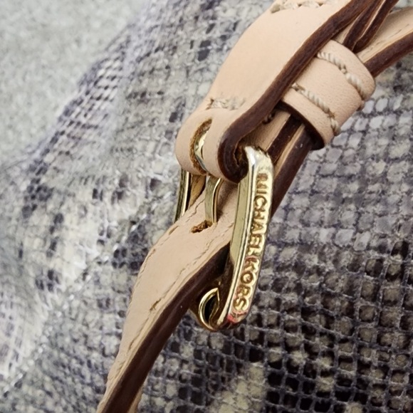 Michael Kors Snake Print Shoulder Bag - Tan and Brown - Picture 6 of 7